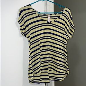 Yellow and blue striped top